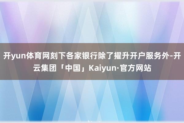 开yun体育网刻下各家银行除了擢升开户服务外-开云集团「中国」Kaiyun·官方网站