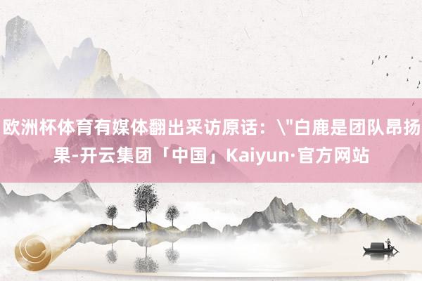 欧洲杯体育有媒体翻出采访原话:"白鹿是团队昂扬果-开云集团「中国」Kaiyun·官方网站